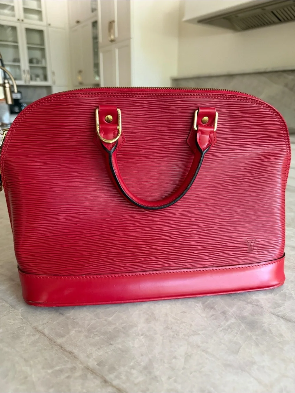 Louis Vuitton Red Epi Leather Alma Top-Handle Bag